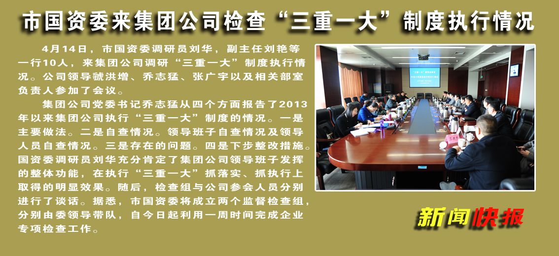 【圖文】市國資委到集團公司檢查“三重一大”制度執行情況