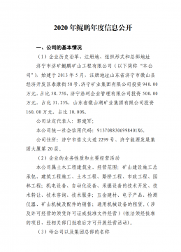 2020年鯤鵬年度信息公開