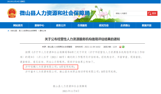 鯤鵬公司：信鵬人力資源公司被評為人力資源服務A級信用機構（張印峰）配圖.jpg